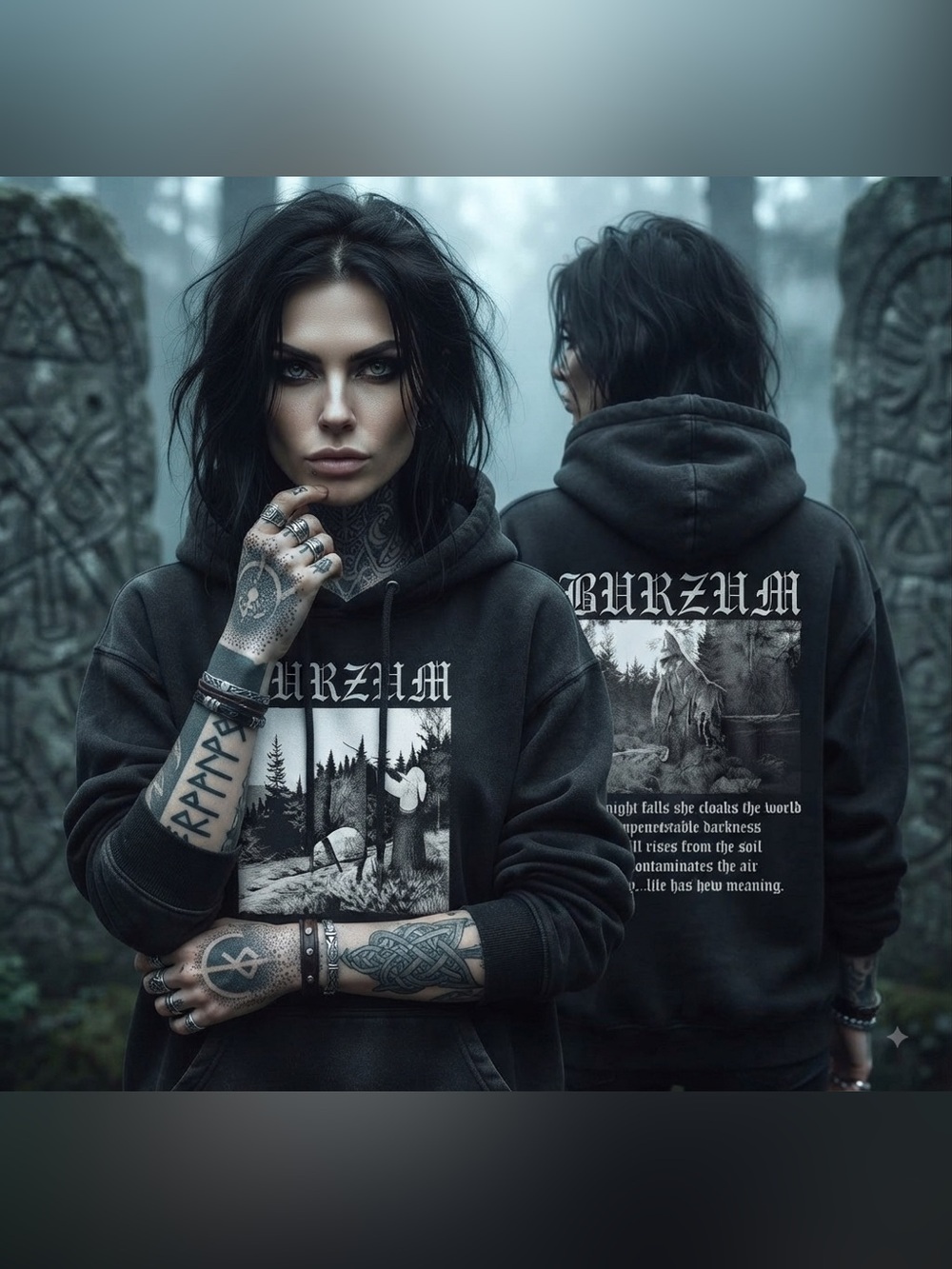 Black Metal Burzum Ambient Hoodies Cotton Streetwear Hooded Pullover Sz S-3XL